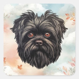 Affenpinscher Monkey Dog Affens Terrier Quadratischer Aufkleber
