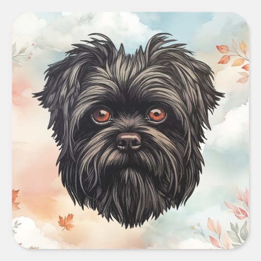Affenpinscher Monkey Dog Affens Terrier Quadratischer Aufkleber (Vorderseite)