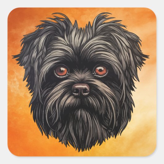 Affenpinscher Monkey Dog Affens Terrier Quadratischer Aufkleber (Vorderseite)