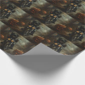 Affenpinscher Motorrad Halloween Beängstigend Geschenkpapier (Ecke)