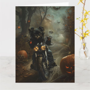 Affenpinscher Motorrad Halloween Beängstigend Karte