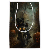 Affenpinscher Motorrad Halloween Beängstigend Mittlere Geschenktüte (Vorderseite)