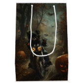 Affenpinscher Motorrad Halloween Beängstigend Mittlere Geschenktüte (Rückseite)