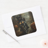 Affenpinscher Motorrad Halloween Beängstigend Quadratischer Aufkleber (Umschlag)