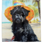 Affenpinscher on Beach, Sommergeschenk für Hundefr Duschvorhang (Vorderseite)