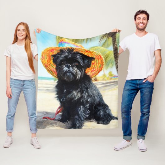 Affenpinscher on Beach, Sommergeschenk für Hundefr Fleecedecke (Beispiel)