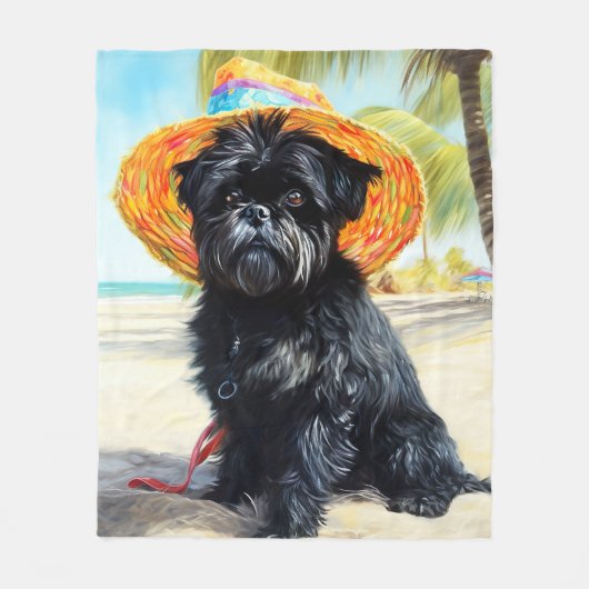 Affenpinscher on Beach, Sommergeschenk für Hundefr Fleecedecke (Vorderseite)
