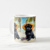 Affenpinscher on Beach, Sommergeschenk für Hundefr Kaffeetasse (Vorderseite Links)