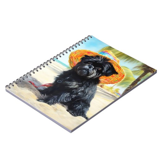Affenpinscher on Beach, Sommergeschenk für Hundefr Notizblock (Linke Seite)