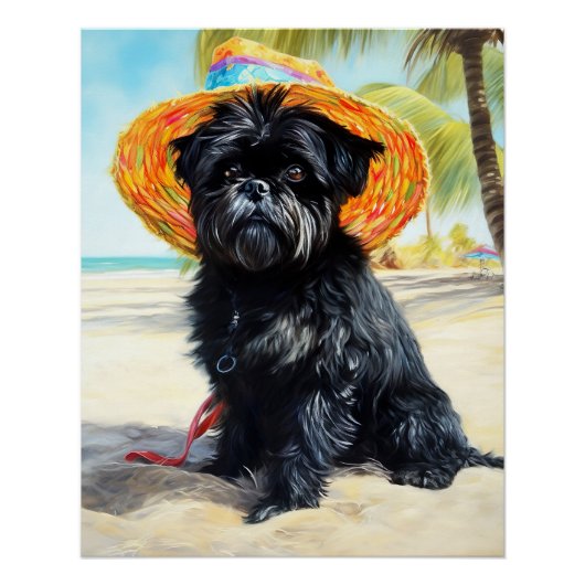 Affenpinscher on Beach, Sommergeschenk für Hundefr Poster (Vorderseite)
