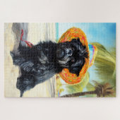 Affenpinscher on Beach, Sommergeschenk für Hundefr Puzzle (Horizontal)