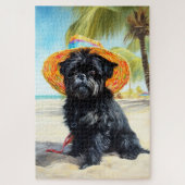Affenpinscher on Beach, Sommergeschenk für Hundefr Puzzle (Vertikal)