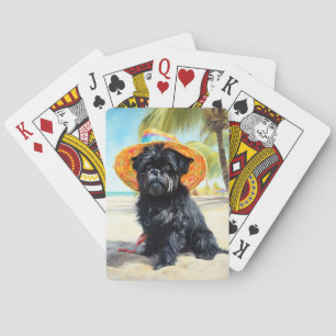 Affenpinscher on Beach, Sommergeschenk für Hundefr Spielkarten