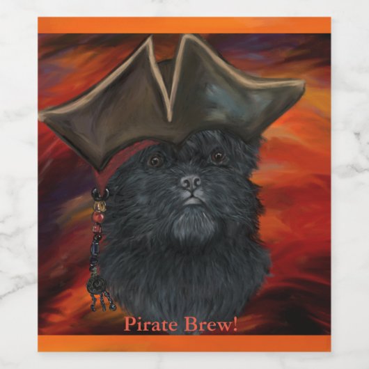 Affenpinscher Pirate Weinetikett (Einzelnes Label)