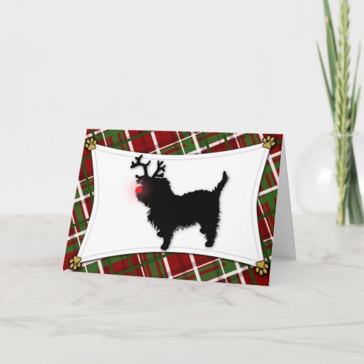 Affenpinscher-Ren-Weihnachtskarte Feiertagskarte (Vorderseite)