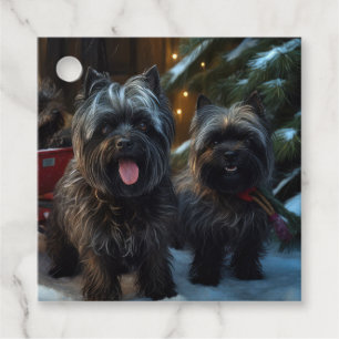 Affenpinscher Schneebedeckte Schlittenfahrt Weihna Geschenkanhänger