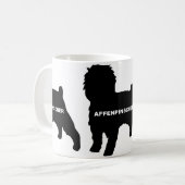 Affenpinscher Silber schwarzer Name Kaffeetasse (Vorderseite Links)