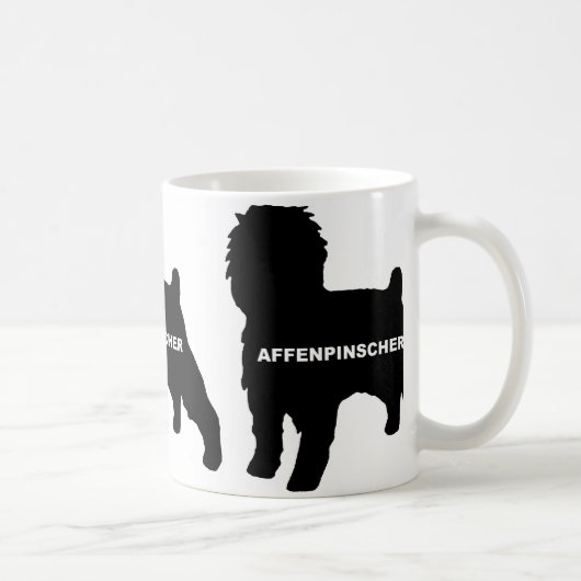 Affenpinscher Silber schwarzer Name Kaffeetasse (Rechts)