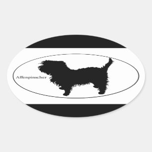 Affenpinscher-Silhouette Ovaler Aufkleber
