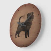Affenpinscher Silhouette Rustikal Große Wanduhr (Winkel)