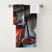 Affenpinscher Snowy Sleigh Ride Weihnachtsdekor Badhandtuch Set (Insitu)