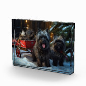 Affenpinscher Snowy Sleigh Ride Weihnachtsdekor Fotoblock (Rechts)