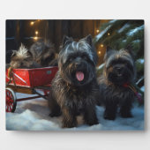Affenpinscher Snowy Sleigh Ride Weihnachtsdekor Fotoplatte (Vorderseite)