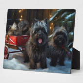 Affenpinscher Snowy Sleigh Ride Weihnachtsdekor Fotoplatte (Seite)