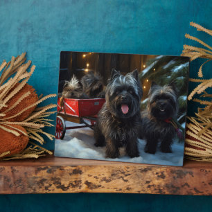 Affenpinscher Snowy Sleigh Ride Weihnachtsdekor Fotoplatte