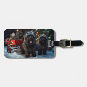 Affenpinscher Snowy Sleigh Ride Weihnachtsdekor Gepäckanhänger