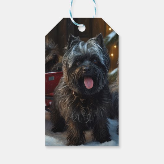 Affenpinscher Snowy Sleigh Ride Weihnachtsdekor Geschenkanhänger (Rückseite)