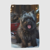Affenpinscher Snowy Sleigh Ride Weihnachtsdekor Golfhandtuch (Vorderseite)