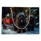 Affenpinscher Snowy Sleigh Ride Weihnachtsdekor Große Geschenktüte (Rückseite)