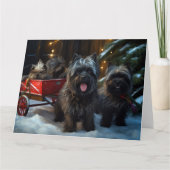 Affenpinscher Snowy Sleigh Ride Weihnachtsdekor Karte (Vorderseite)