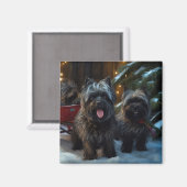 Affenpinscher Snowy Sleigh Ride Weihnachtsdekor Magnet (Vorderseite/Rückseite)