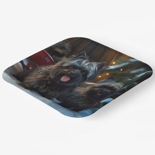 Affenpinscher Snowy Sleigh Ride Weihnachtsdekor Pappteller (Gewinkelt)