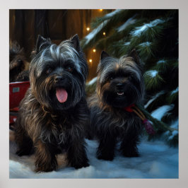 Affenpinscher Snowy Sleigh Ride Weihnachtsdekor Poster