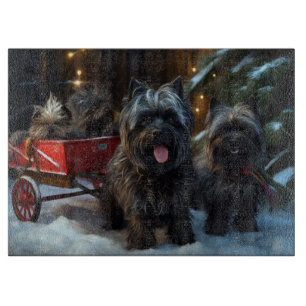 Affenpinscher Snowy Sleigh Ride Weihnachtsdekor Schneidebrett