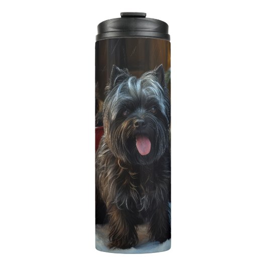 Affenpinscher Snowy Sleigh Ride Weihnachtsdekor Thermosbecher (Vorderseite)