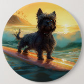 Affenpinscher-Strand-Surfing-Gemälde Button (Vorderseite)