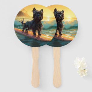Affenpinscher-Strand-Surfing-Gemälde Fächer