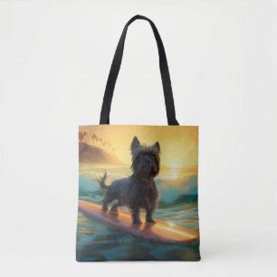 Affenpinscher-Strand-Surfing-Gemälde Tasche