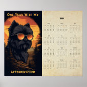 Affenpinscher Sunset Retro Art Calendar 2025 Poster (Vorne)