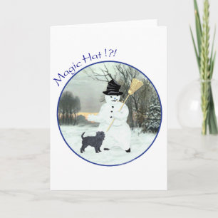 Affenpinscher und Snowman Feiertagskarte