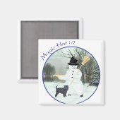 Affenpinscher und Snowman Magnet (Vorderseite/Rückseite)
