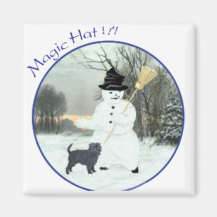 Affenpinscher und Snowman Magnet