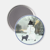 Affenpinscher und Snowman Magnet (Vorderseite/Rückseite)
