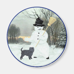 Affenpinscher und Snowman Magnet