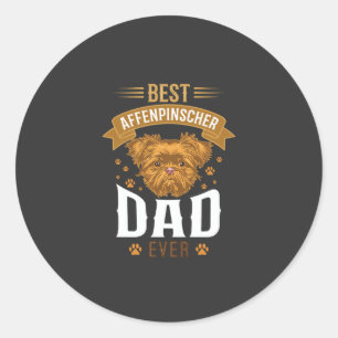 Affenpinscher Vater jemals Hundegesicht Pfotenabdr Runder Aufkleber