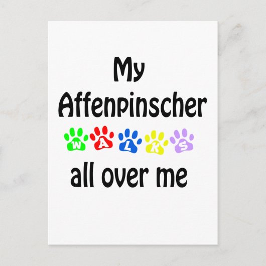 Affenpinscher Walks Design Postkarte (Vorderseite)
